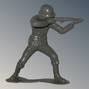 1963 Vintage Louis Marx WW11 German Soldier Rifleman Plastic Gray Sniper 5”